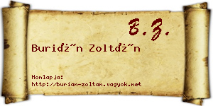 Burián Zoltán névjegykártya