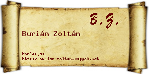 Burián Zoltán névjegykártya