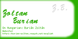 zoltan burian business card