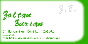 zoltan burian business card